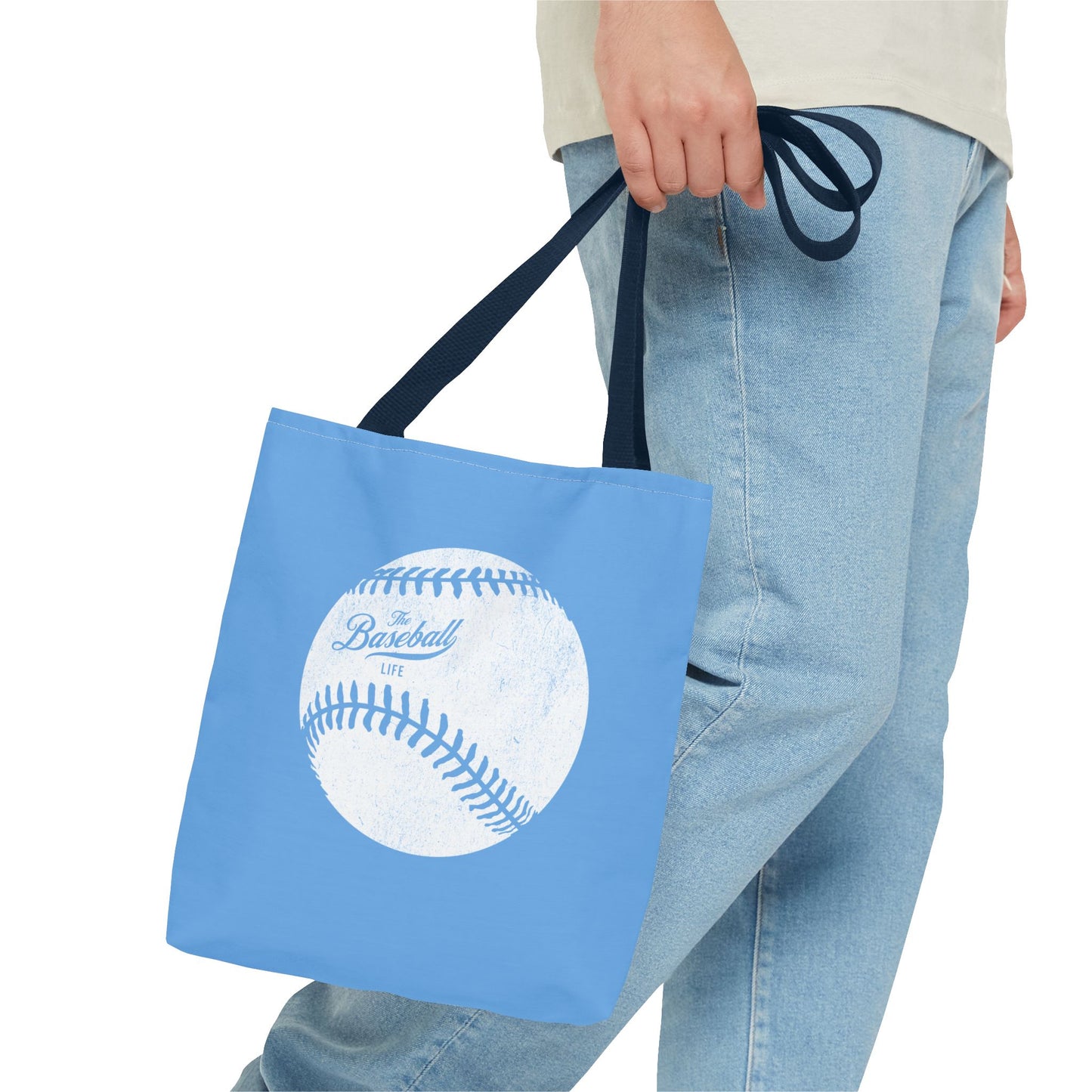 Weathered Baseball Tote Bag_Carolina Blue