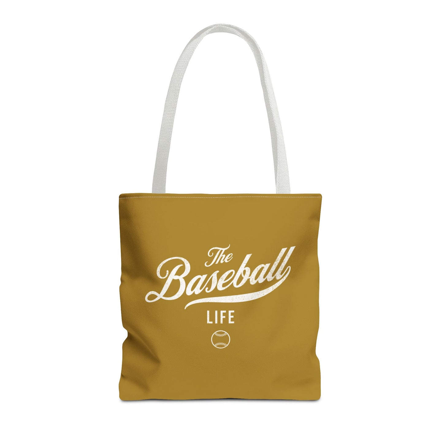 The Baseball Life Tote Bag_Old Gold w White Print