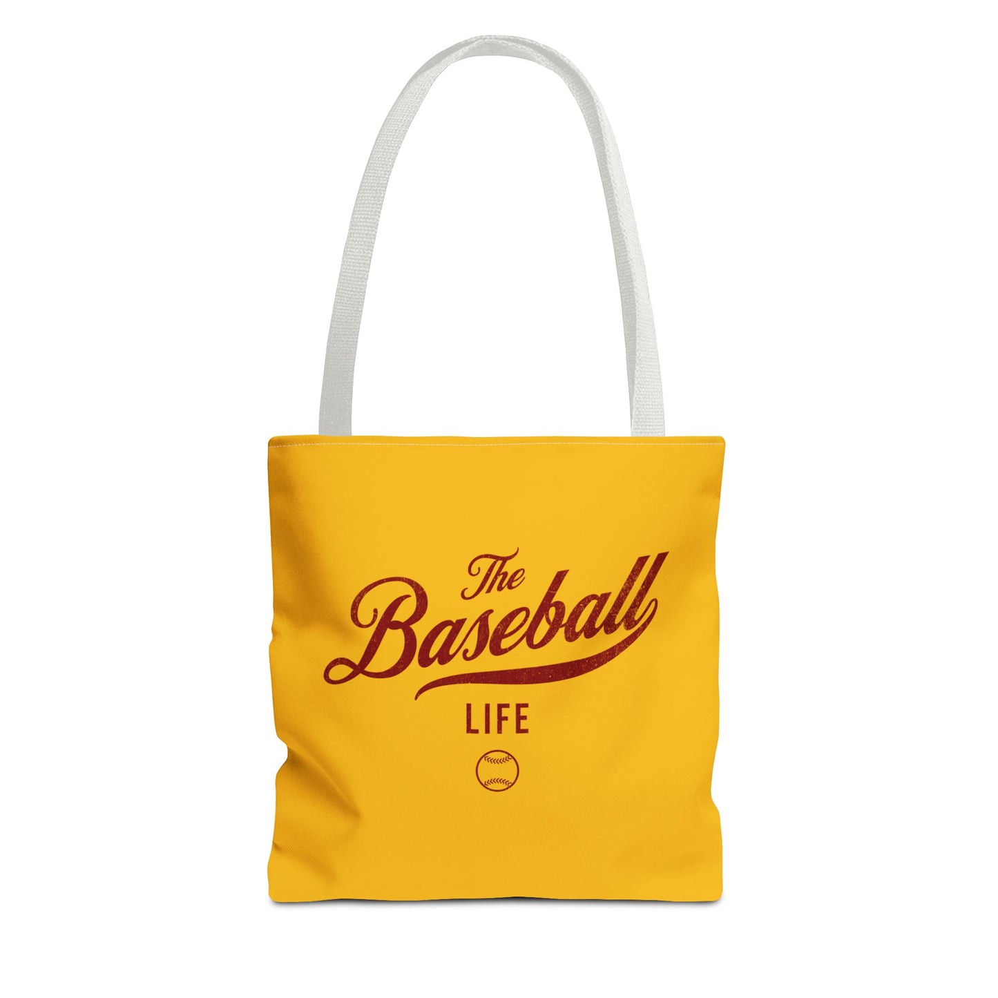 The Baseball Life Tote Bag_Yellow Gold w Maroon Print