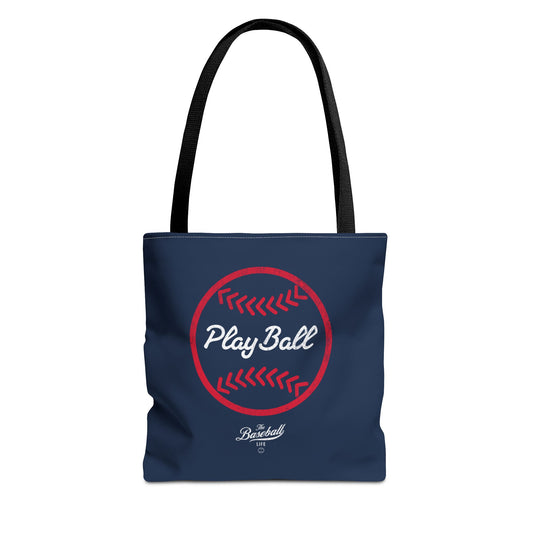 Baseball Icon Play Ball Tote Bag_Navy