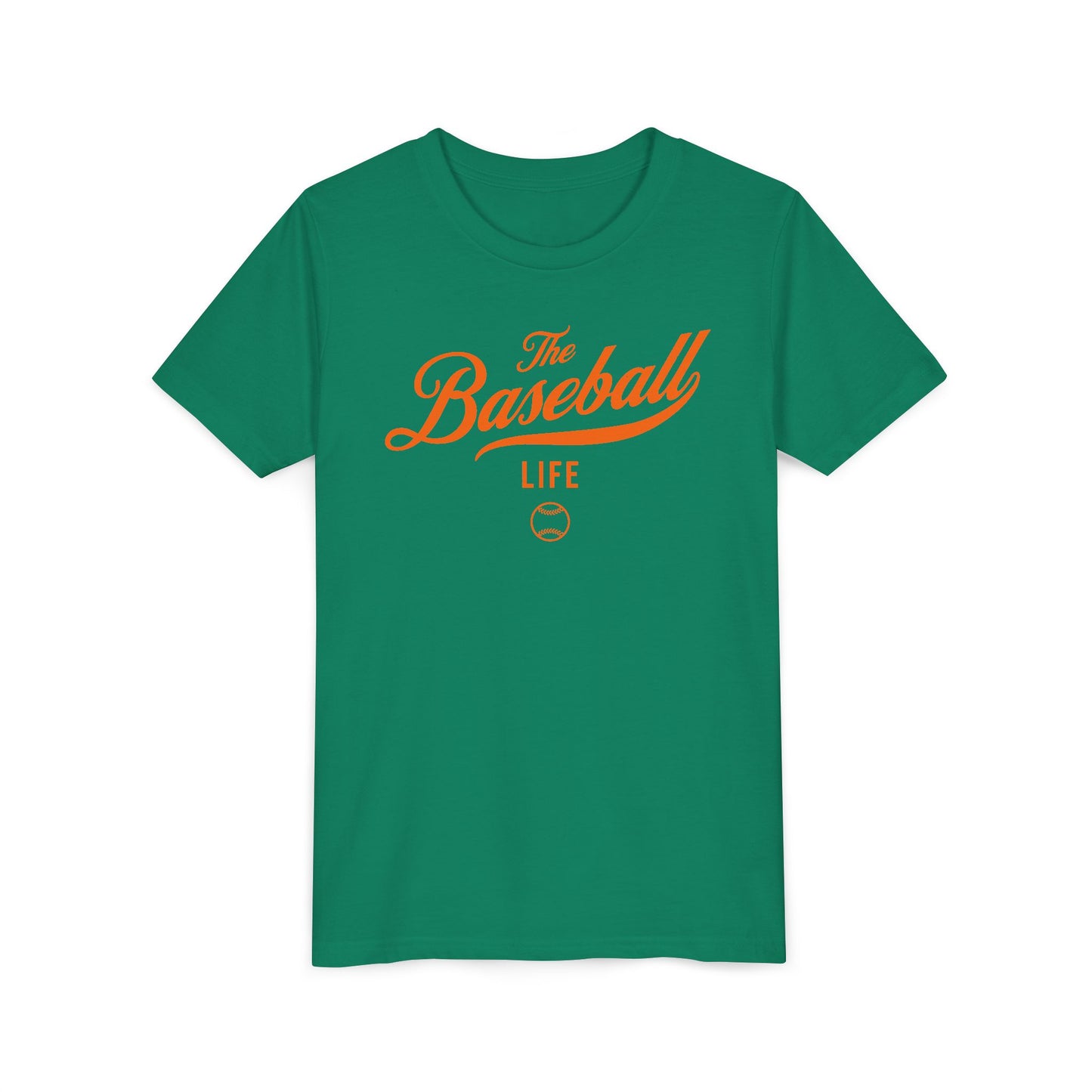 Youth The Baseball Life Classic Script T-Shirt_Orange Print