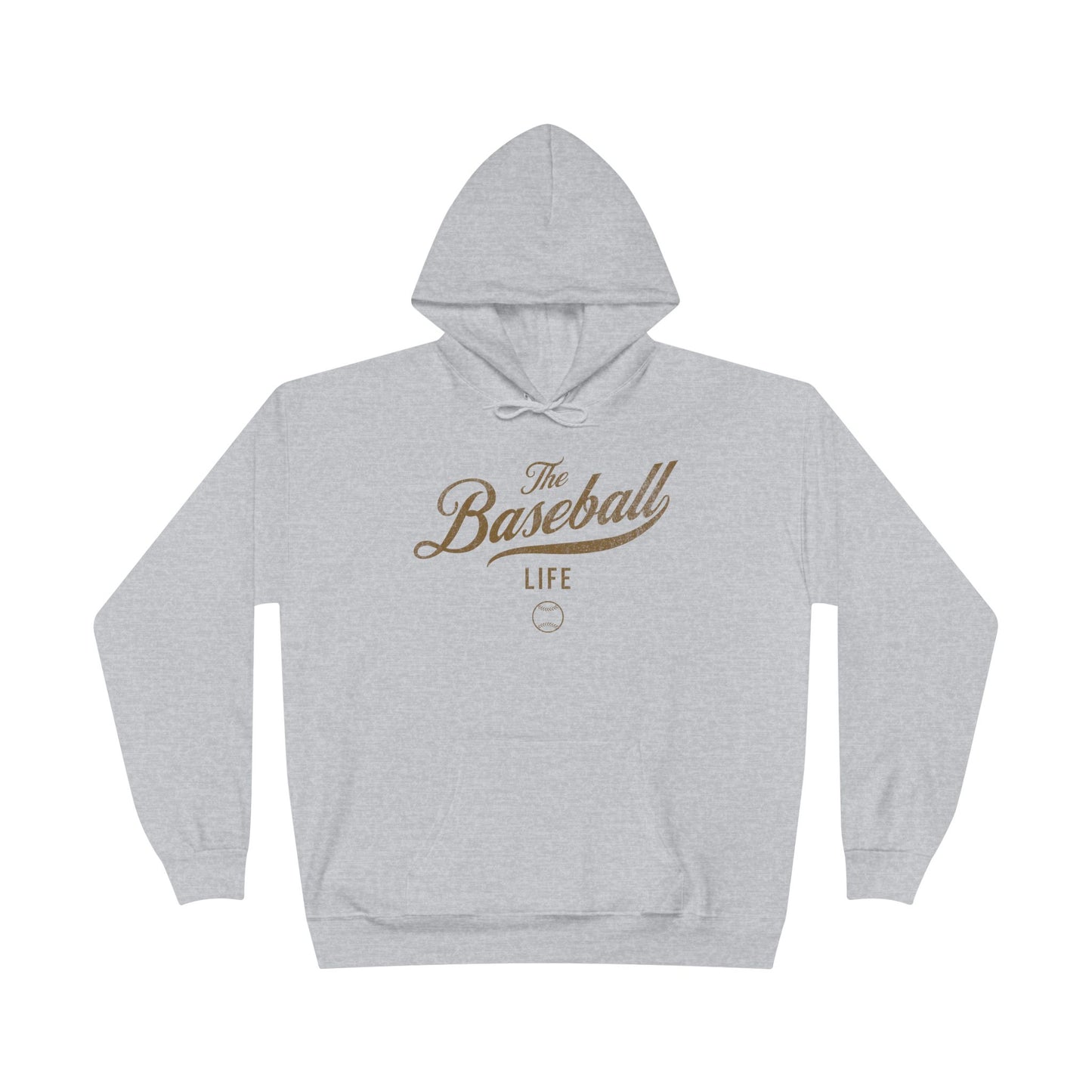 The Baseball Life Hoodie w/Grommets_Old Gold Print