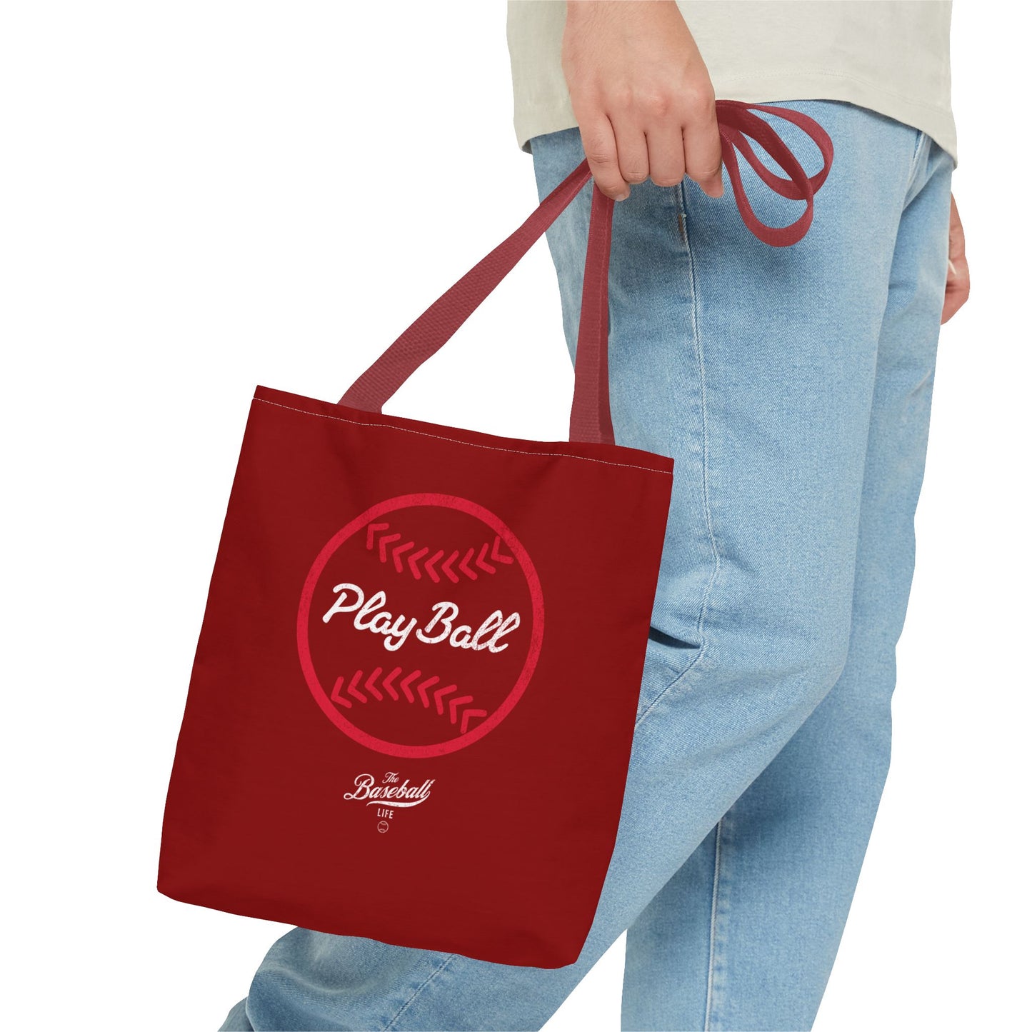 Baseball Icon Play Ball Tote Bag_Maroon