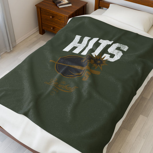 Velveteen Plush Blanket_Hits Bombs_Military Green