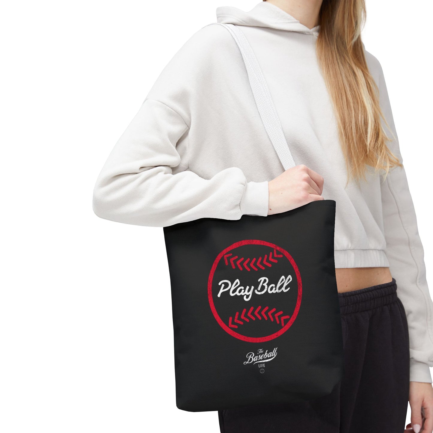 Baseball Icon Play Ball Tote Bag_Black