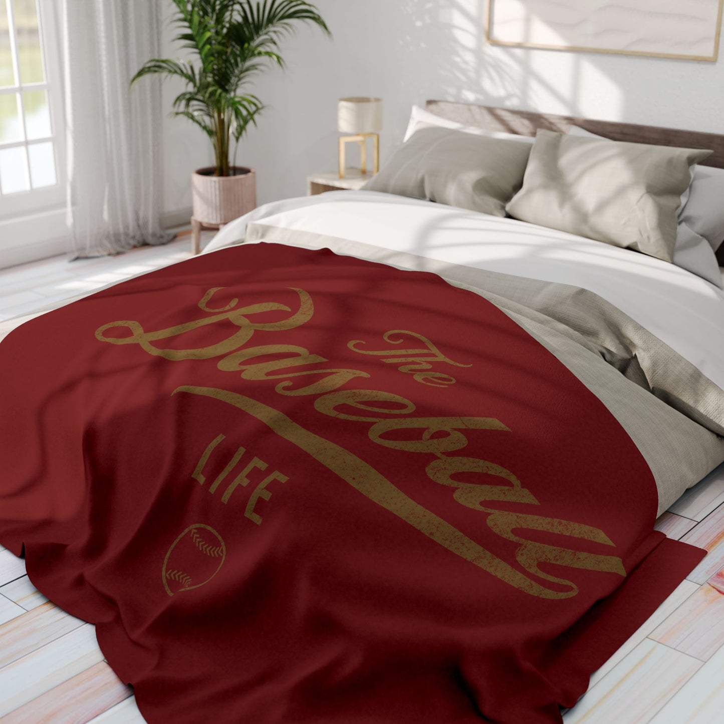 Fleece Blanket_Maroon w Old Gold Print