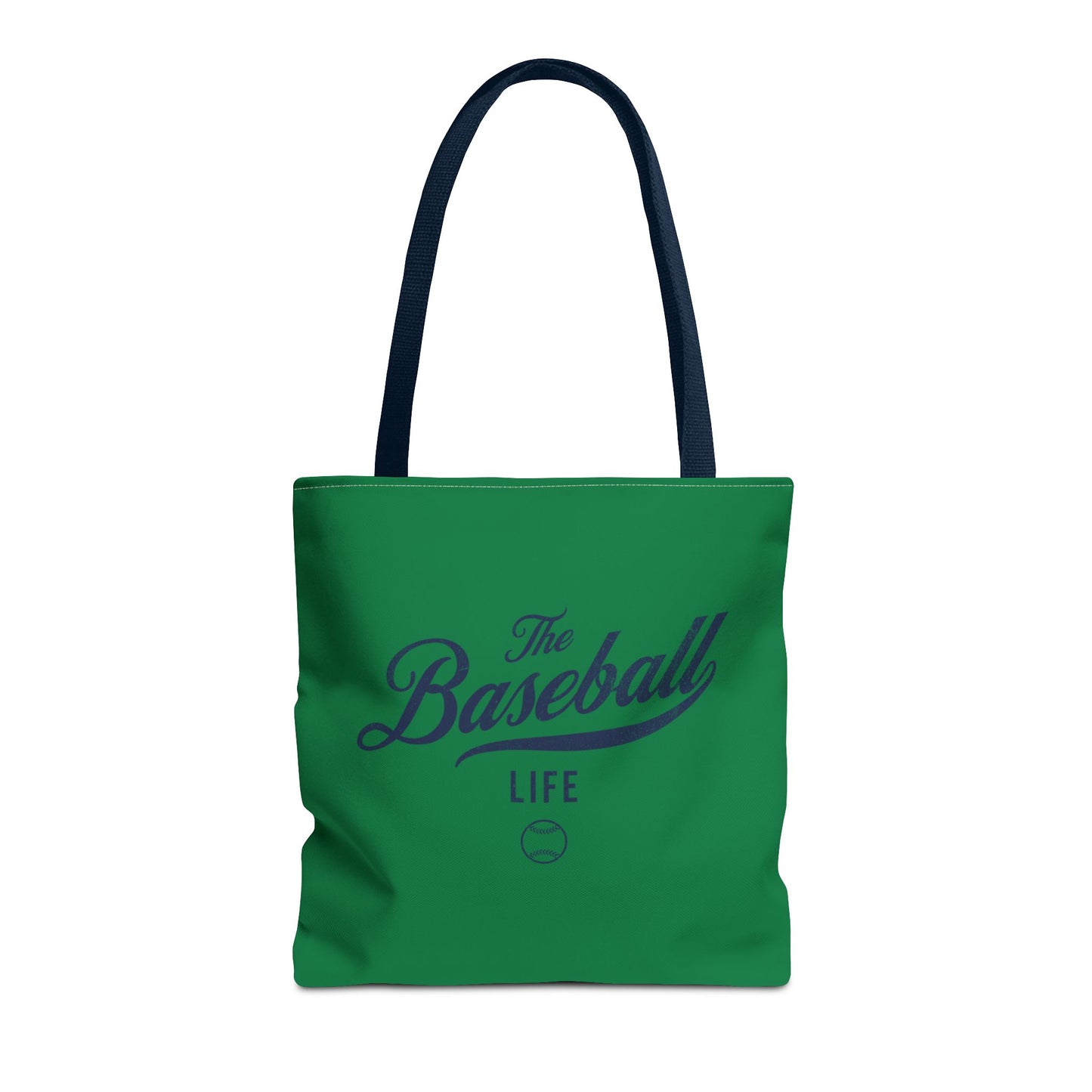 The Baseball Life Tote Bag_Green w Navy Print