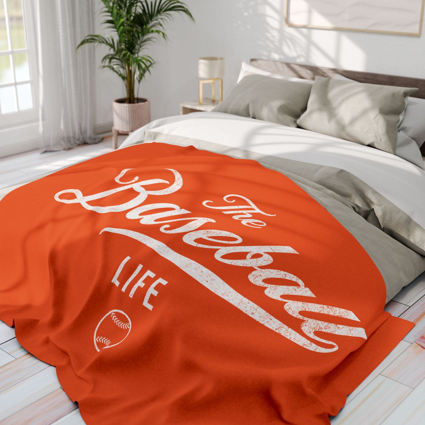 Fleece Blanket_Orange w White Print