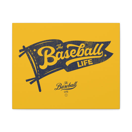 Classic Pennant Wall Art Canvas_Navy Print on Yellow Gold