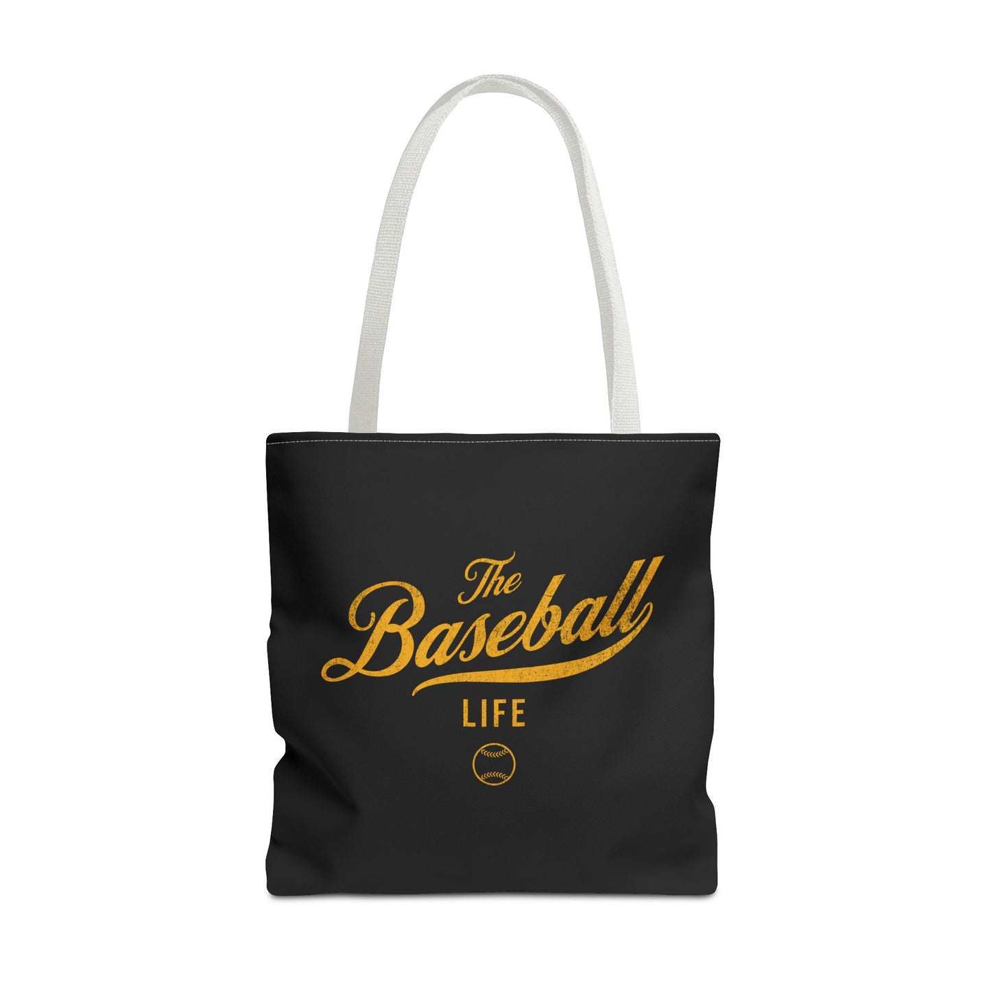 The Baseball Life Tote Bag_Black w Yellow Gold Print