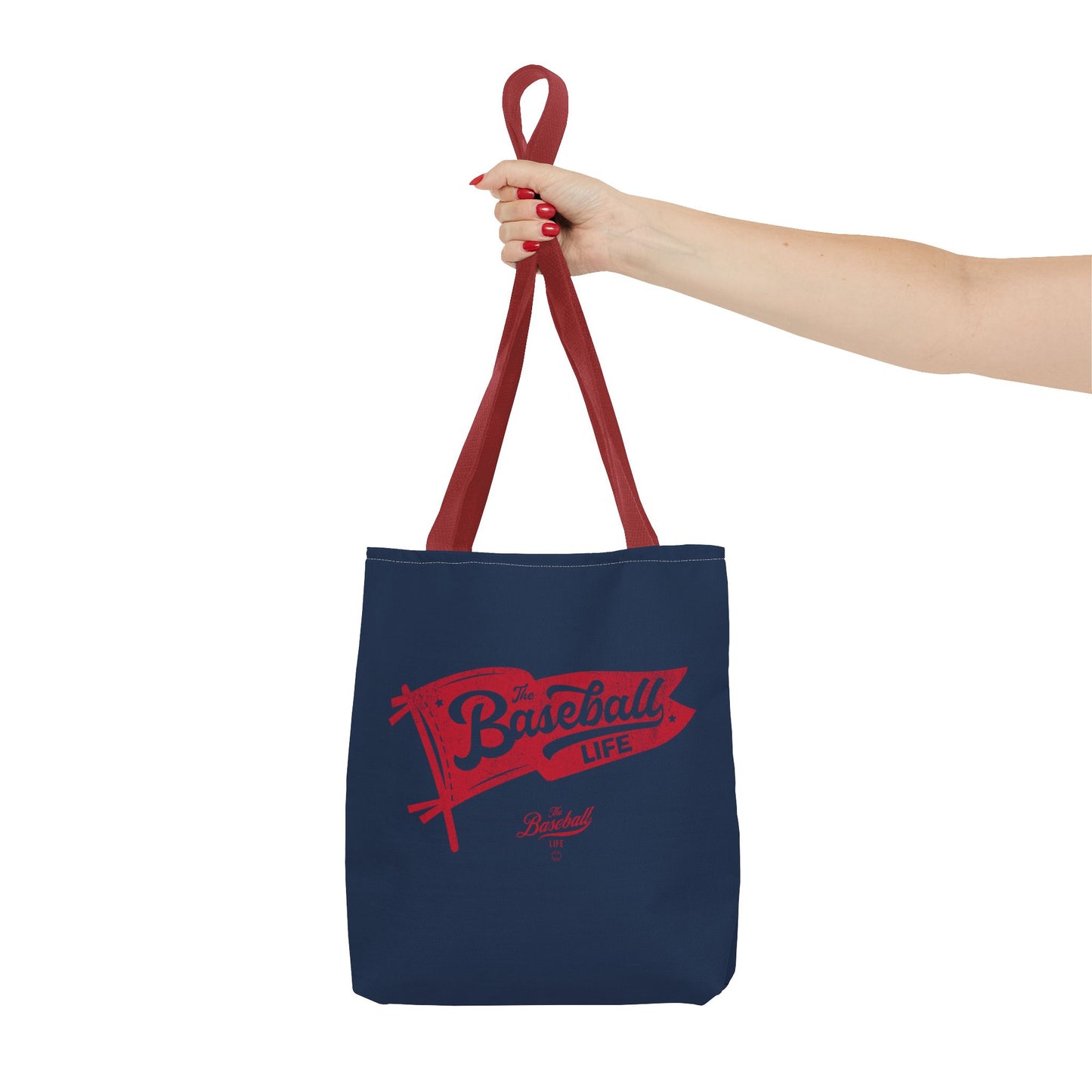 Vintage Pennant Tote Bag_Red Print on Navy