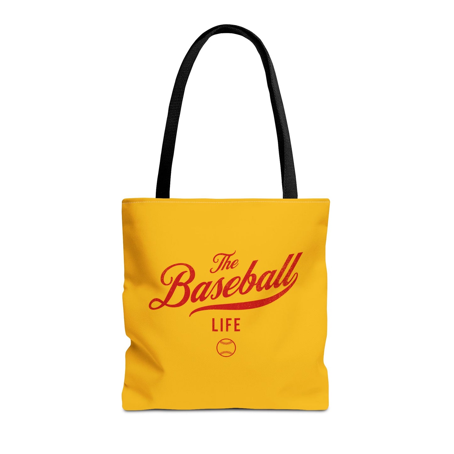 The Baseball Life Tote Bag_Yellow Gold w Red Print