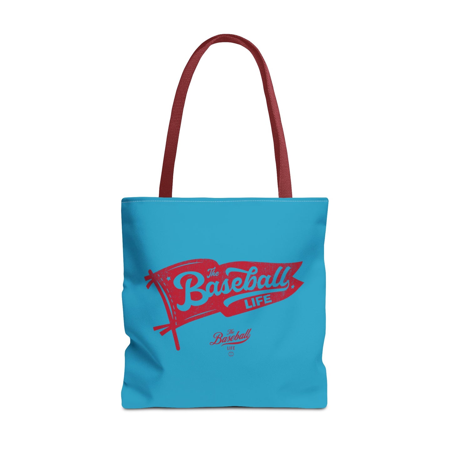 Vintage Pennant Tote Bag_Red Print on Turquoise