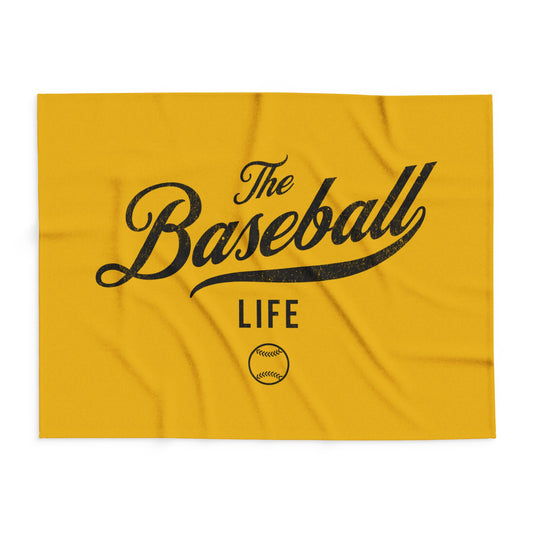 Fleece Blanket_Yellow Gold w Black Print