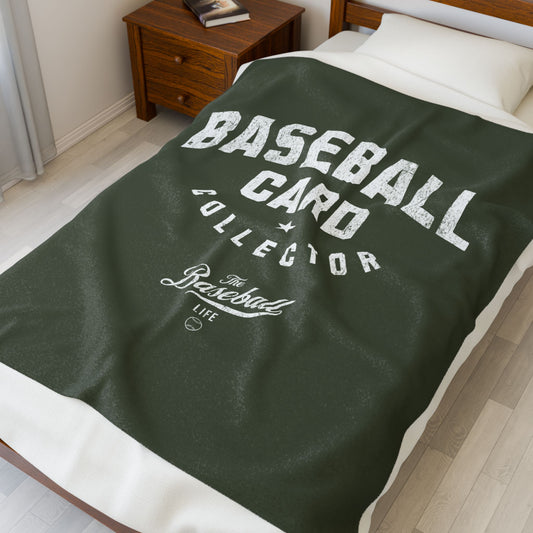 Velveteen Plush Blanket_Baseball Card Collector_Military Green