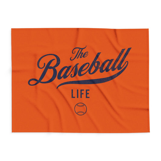 Fleece Blanket_Orange w Navy Print