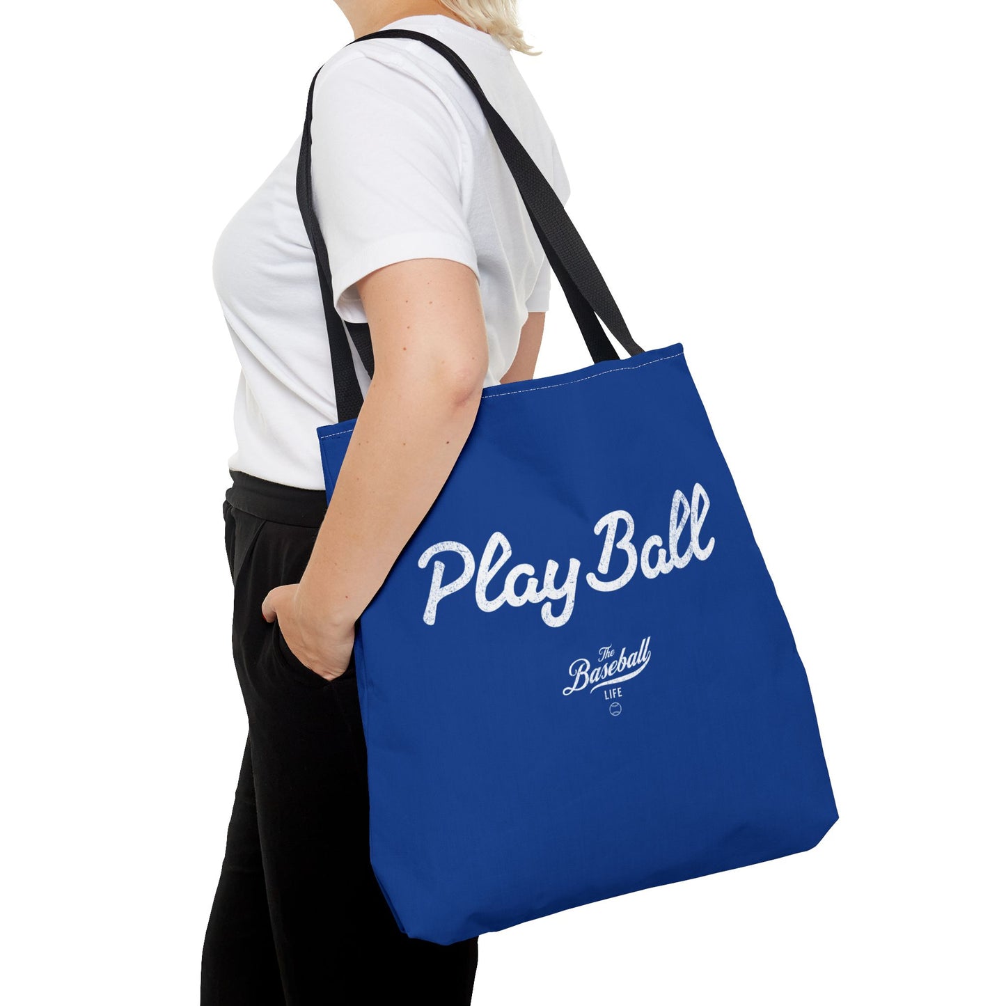 Play Ball Tote Bag_Royal Blue with White Print