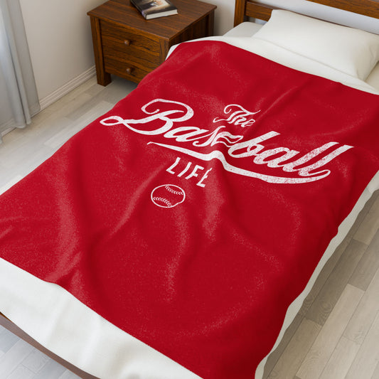 Velveteen Plush Blanket_Red with White Print