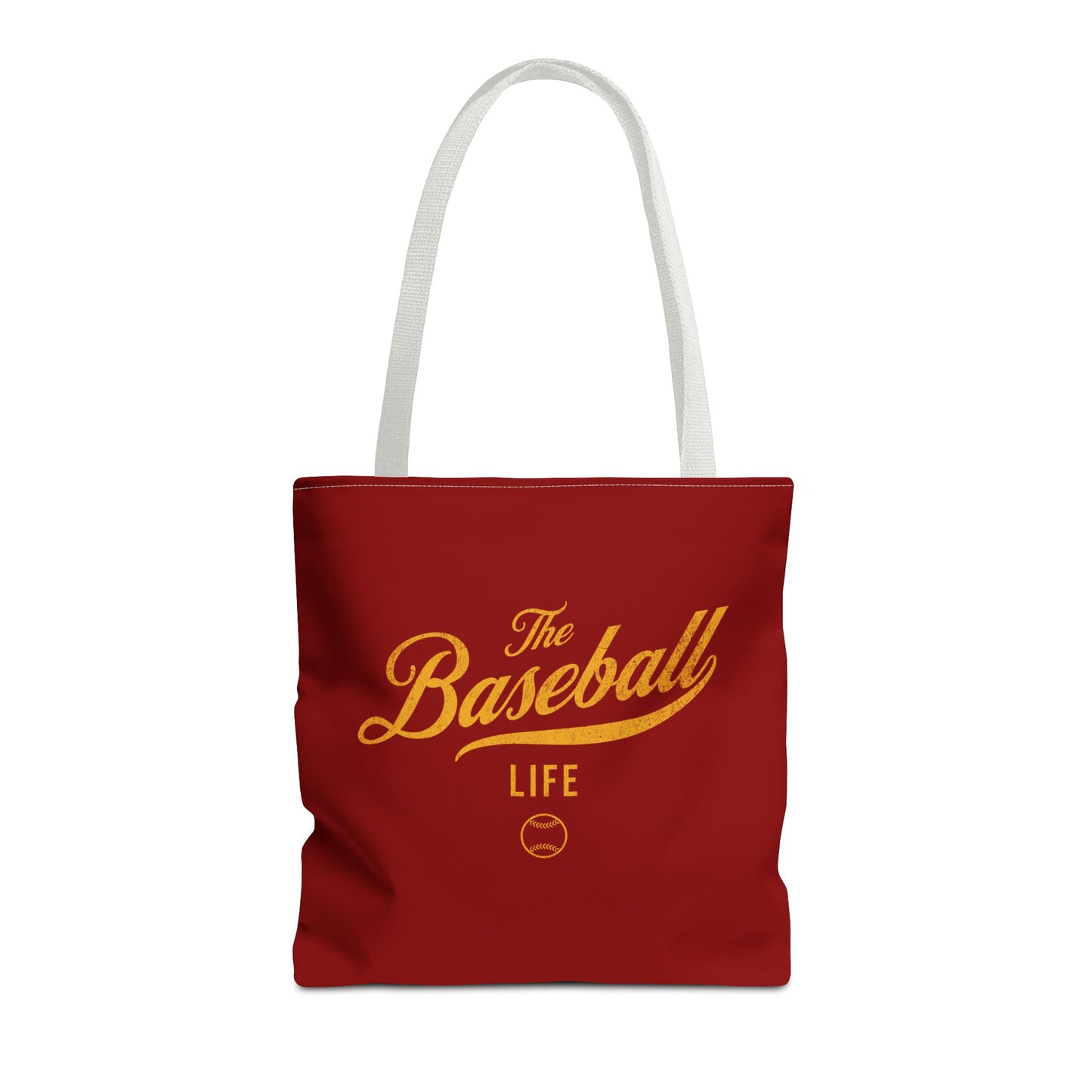 The Baseball Life Tote Bag_Maroon w Yellow Gold Print