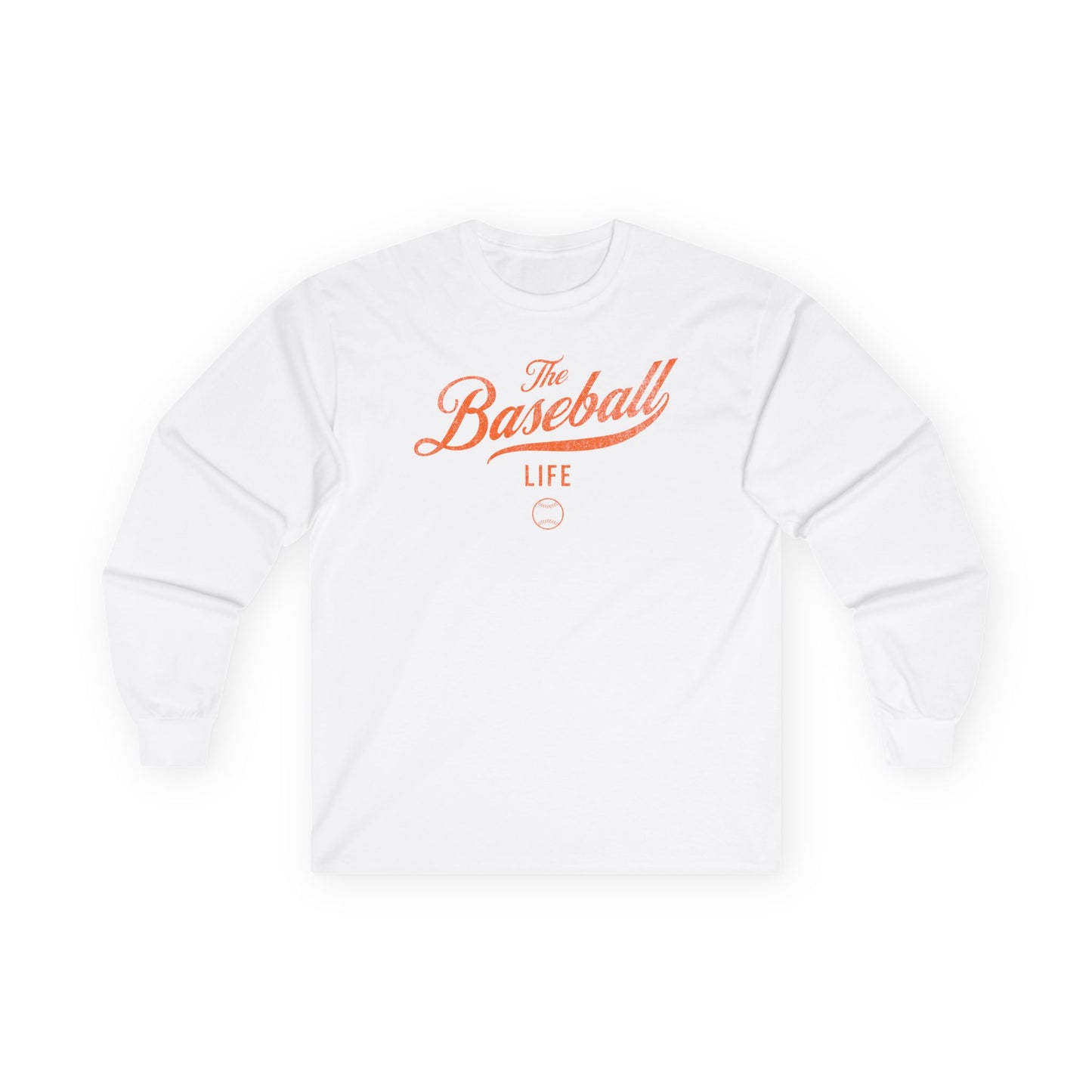 The Baseball Life Long Sleeve T-Shirt_Orange Print