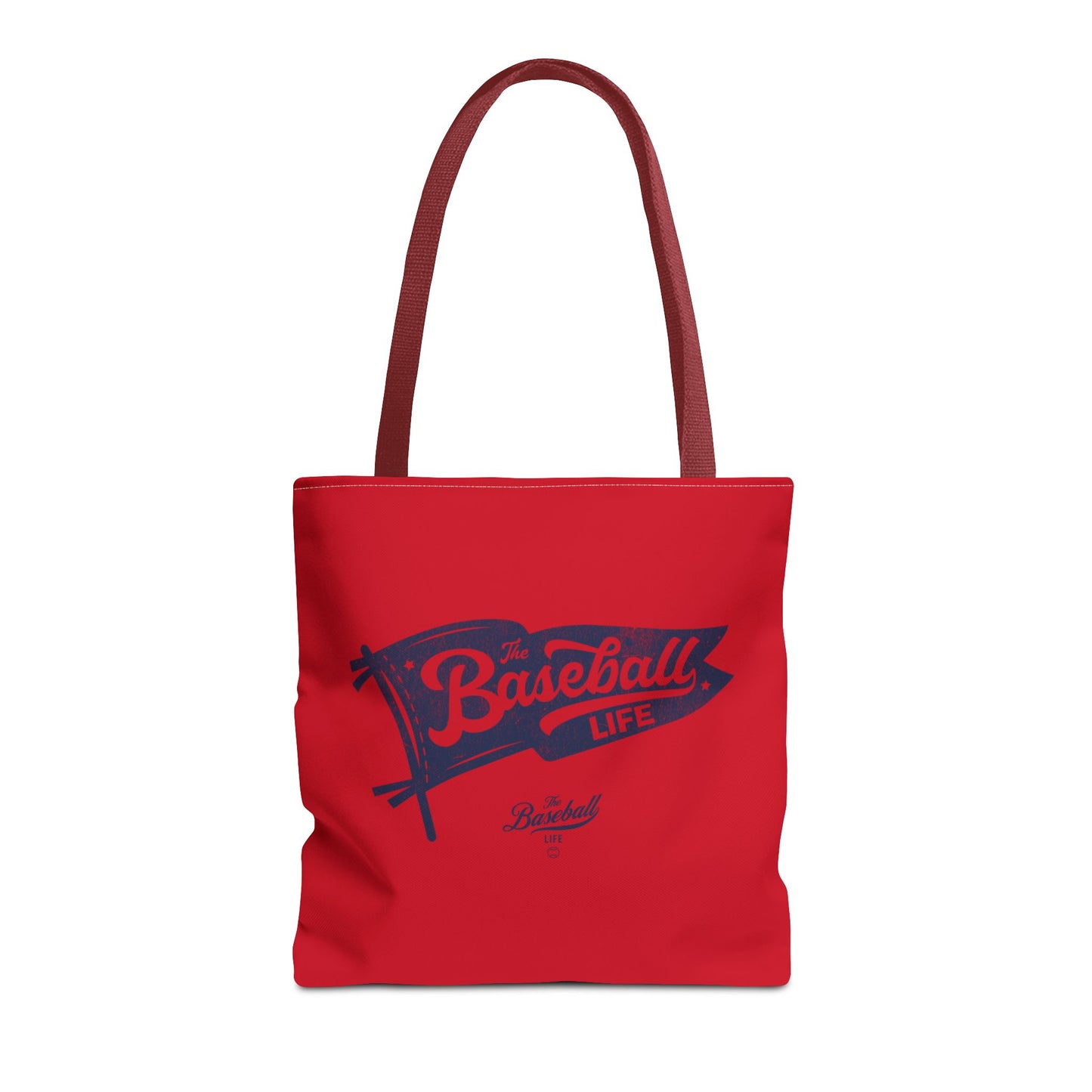 Vintage Pennant Tote Bag_Navy Print on Red
