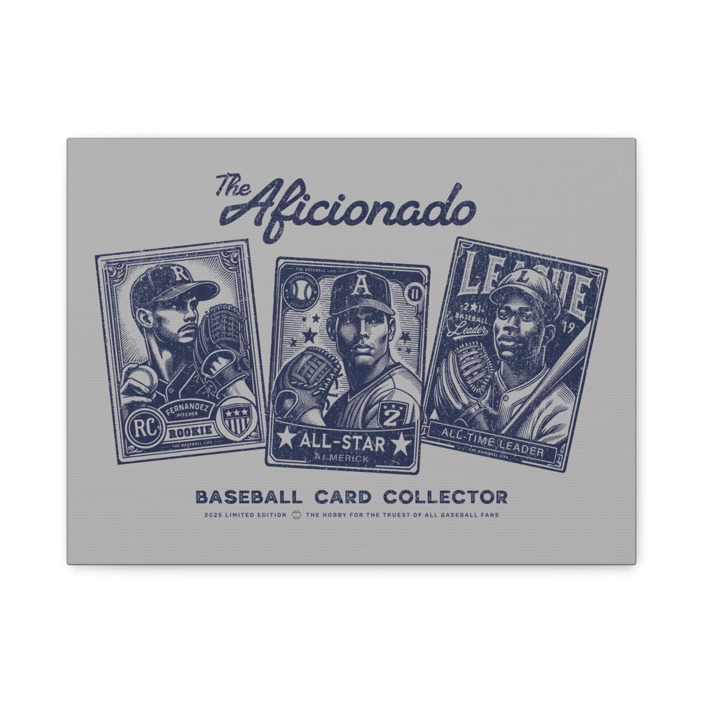The Aficionado Baseball Card Collector Wall Art Canvas_Silver Gray