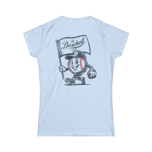 Women's Mr. Baseball Mascot Flying Flag T-Shirt