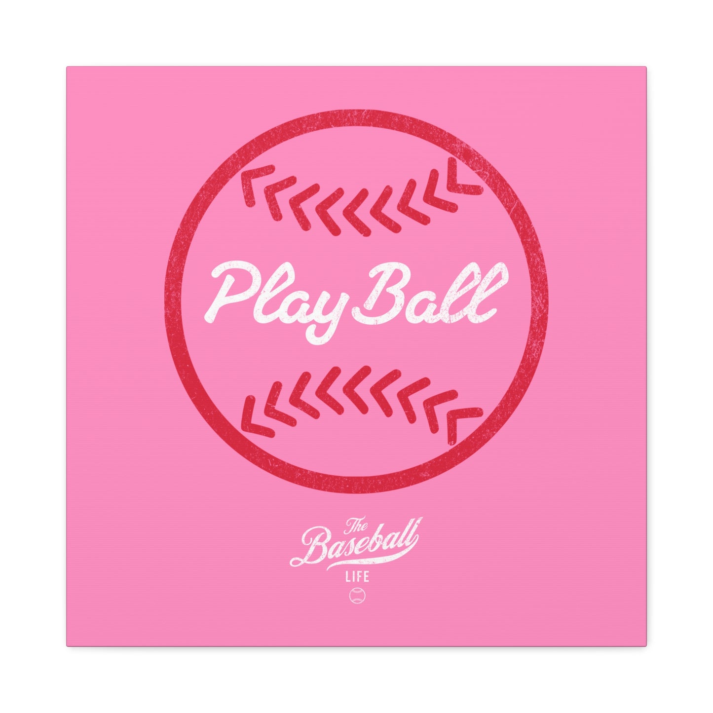 Play Ball Graphic Baseball Wall Art Canvas_Bubble Gum Pink