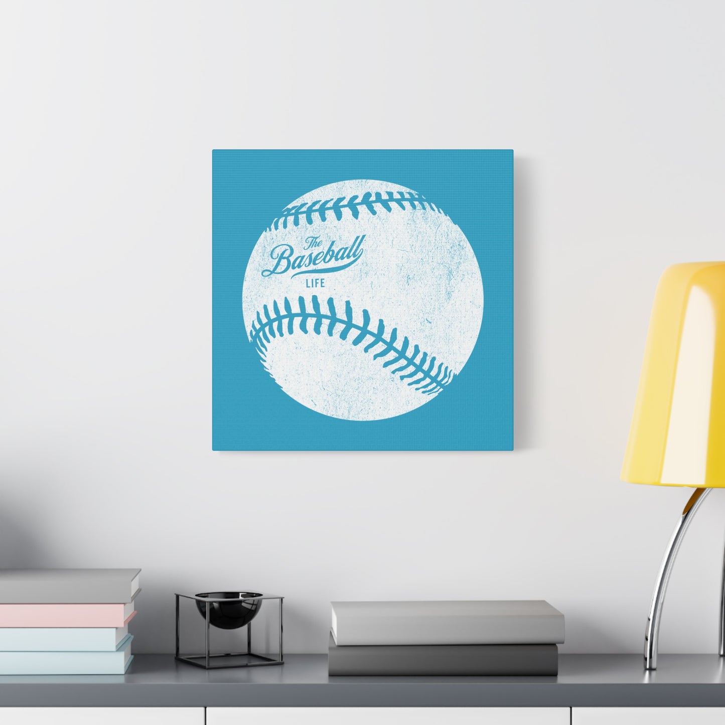 Weathered Baseball Wall Art Canvas_Aqua