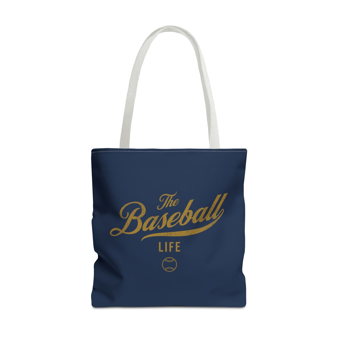 The Baseball Life Tote Bag_Navy w Gold Print