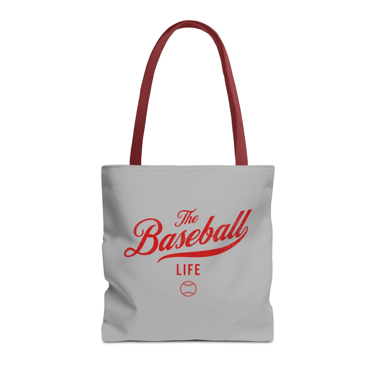 The Baseball Life Tote Bag_Gray w Red Print