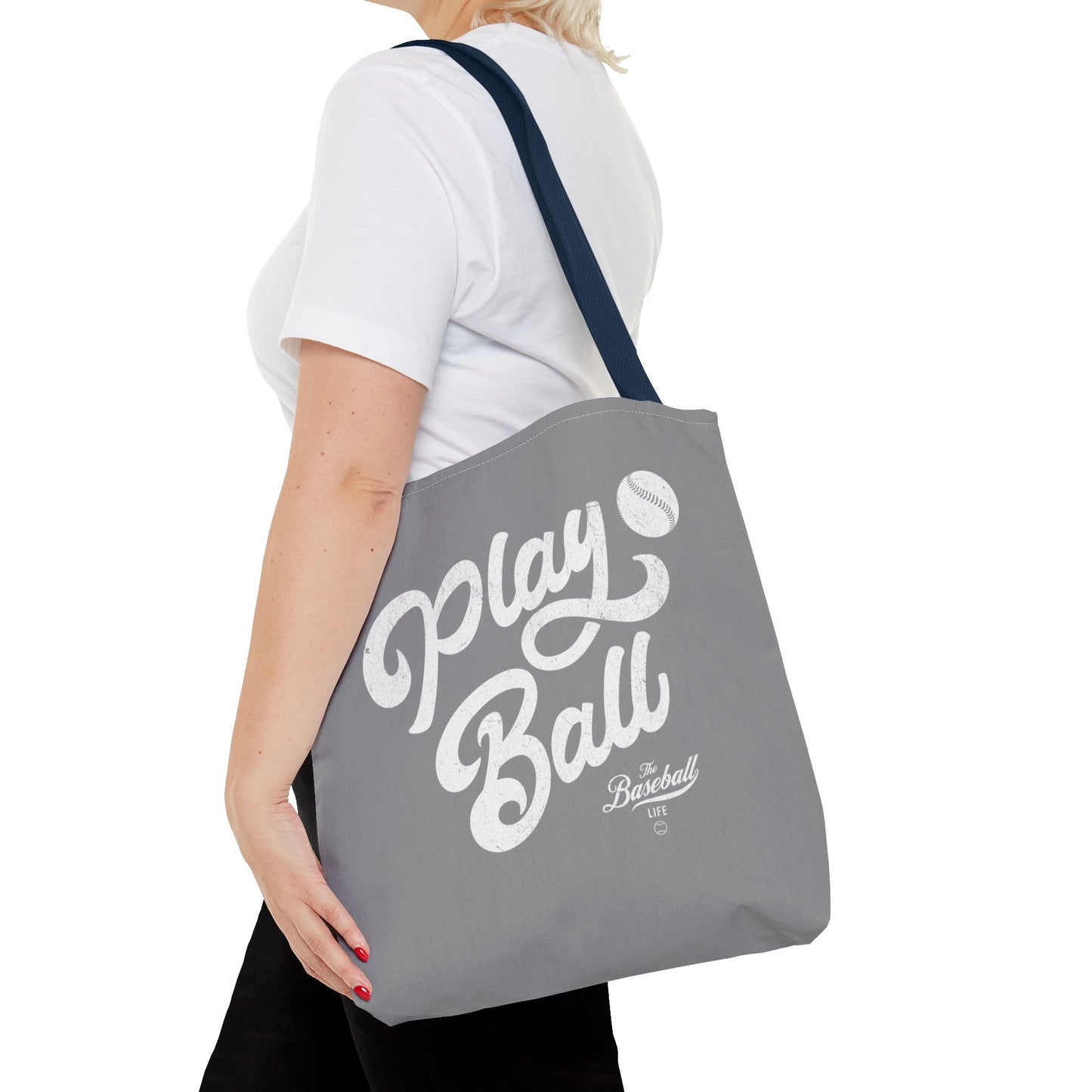 Play Ball Script Tote Bag_Medium Gray