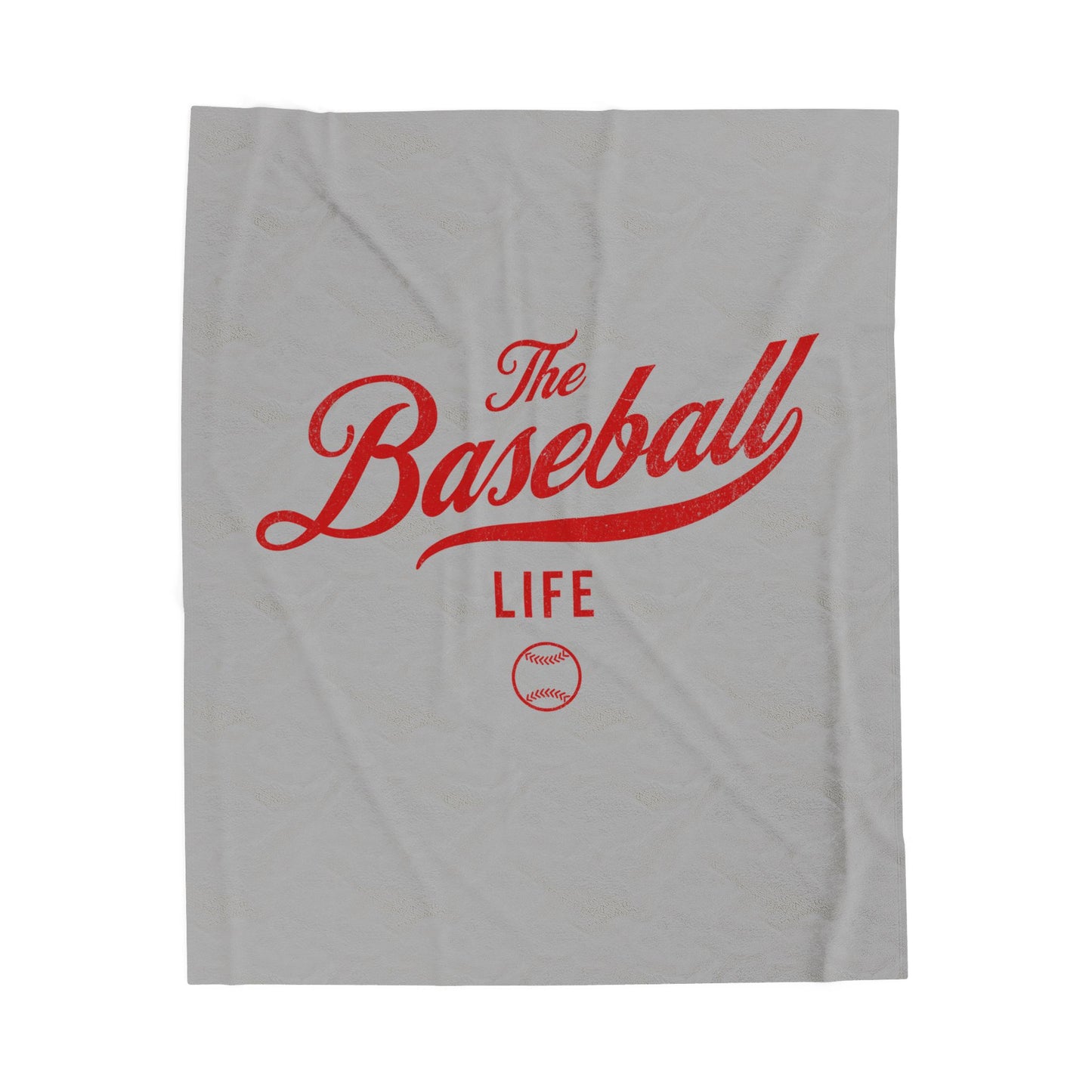 Velveteen Plush Blanket_Light Gray with Red Print