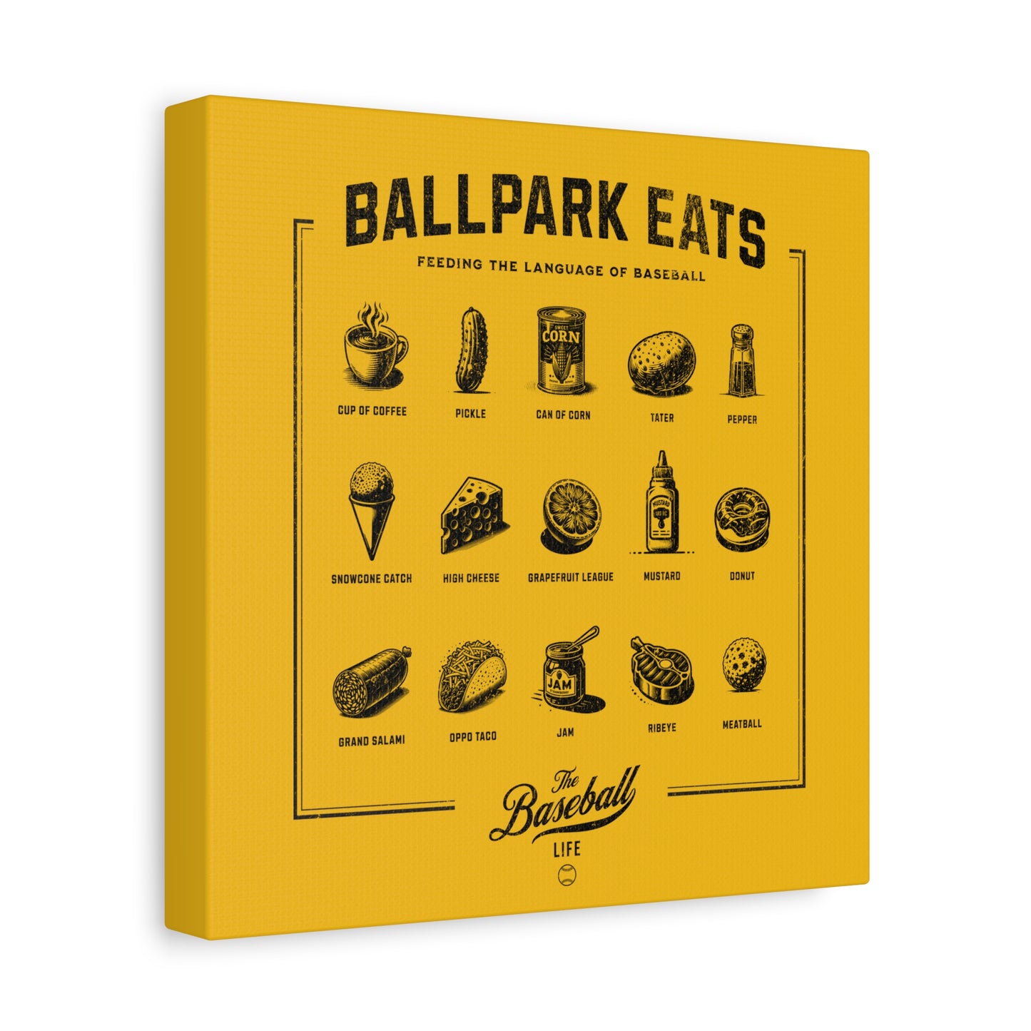 Ballpark Eats_Feeding the Language of Baseball Wall Art Canvas_Yellow Gold