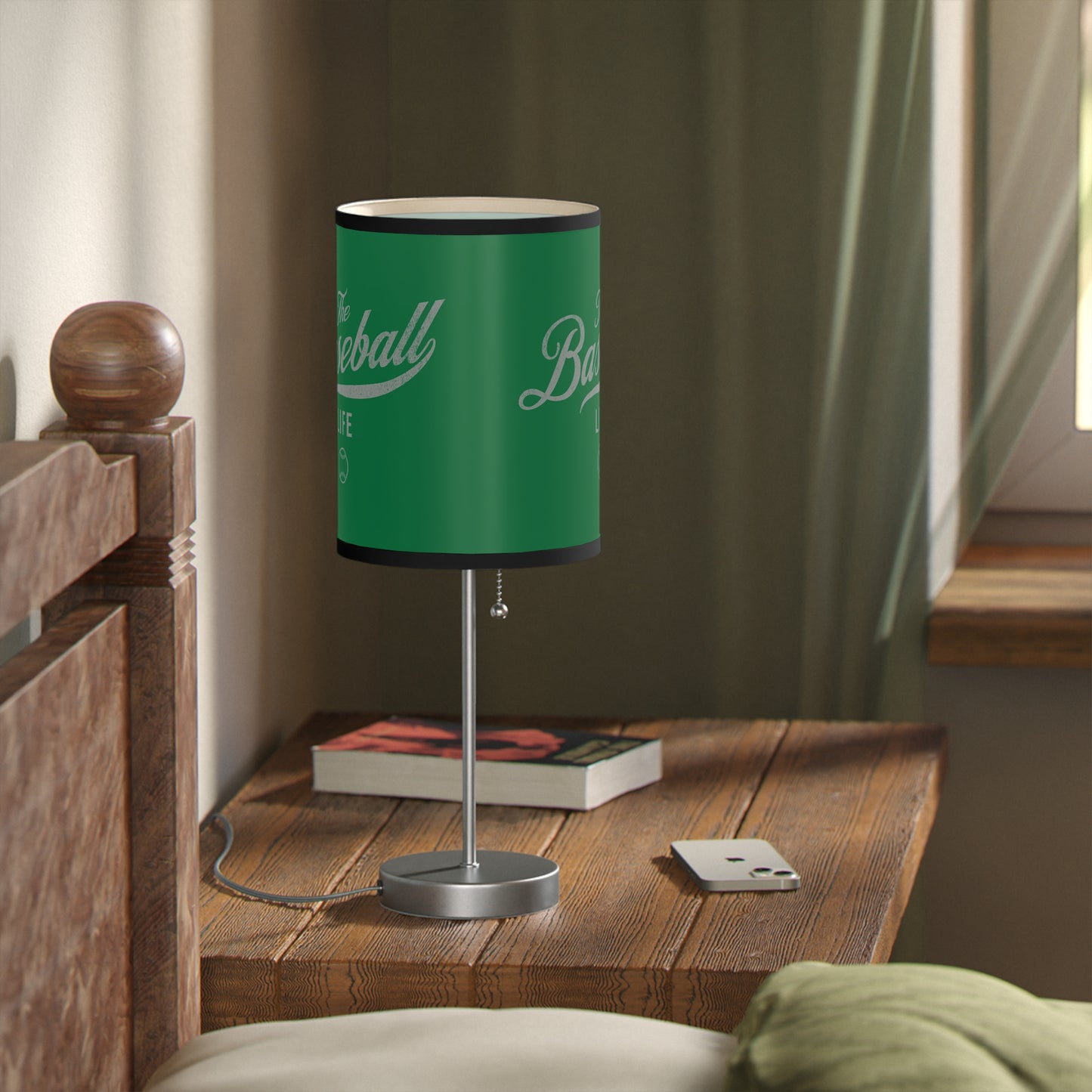 Table Lamp_Green w Silver Gray Print