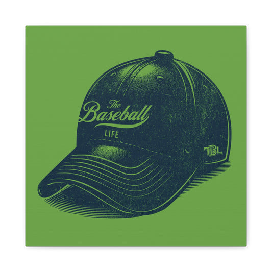 The Baseball Life Ball Cap Wall Art Canvas_Grass Green