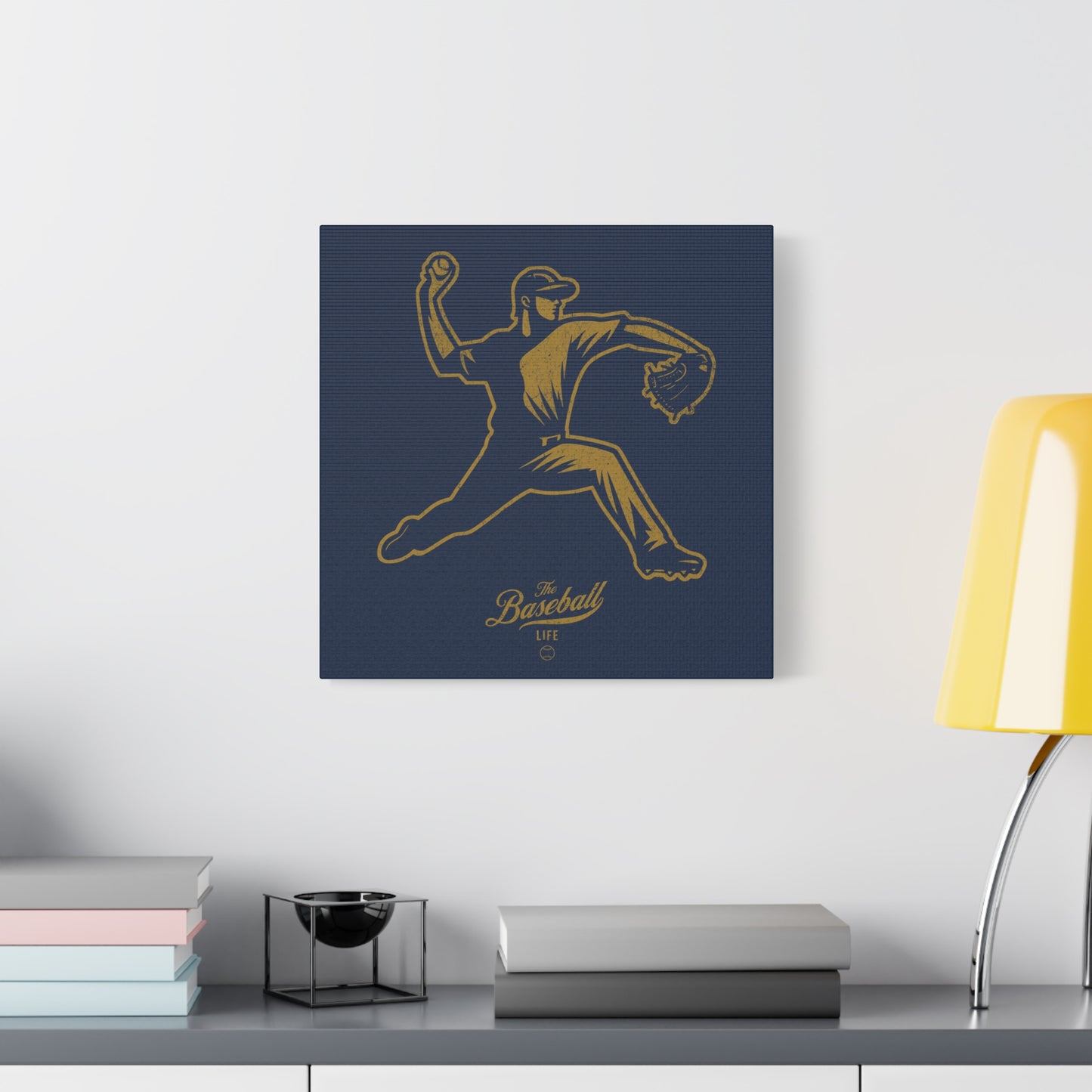 Pitcher Icon Wall Art Canvas_Navy
