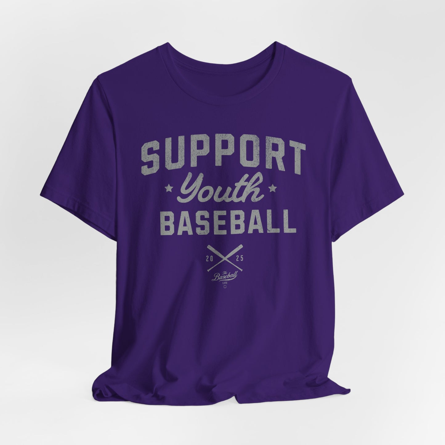 Support Youth Baseball_Silver Gray Print T-Shirt