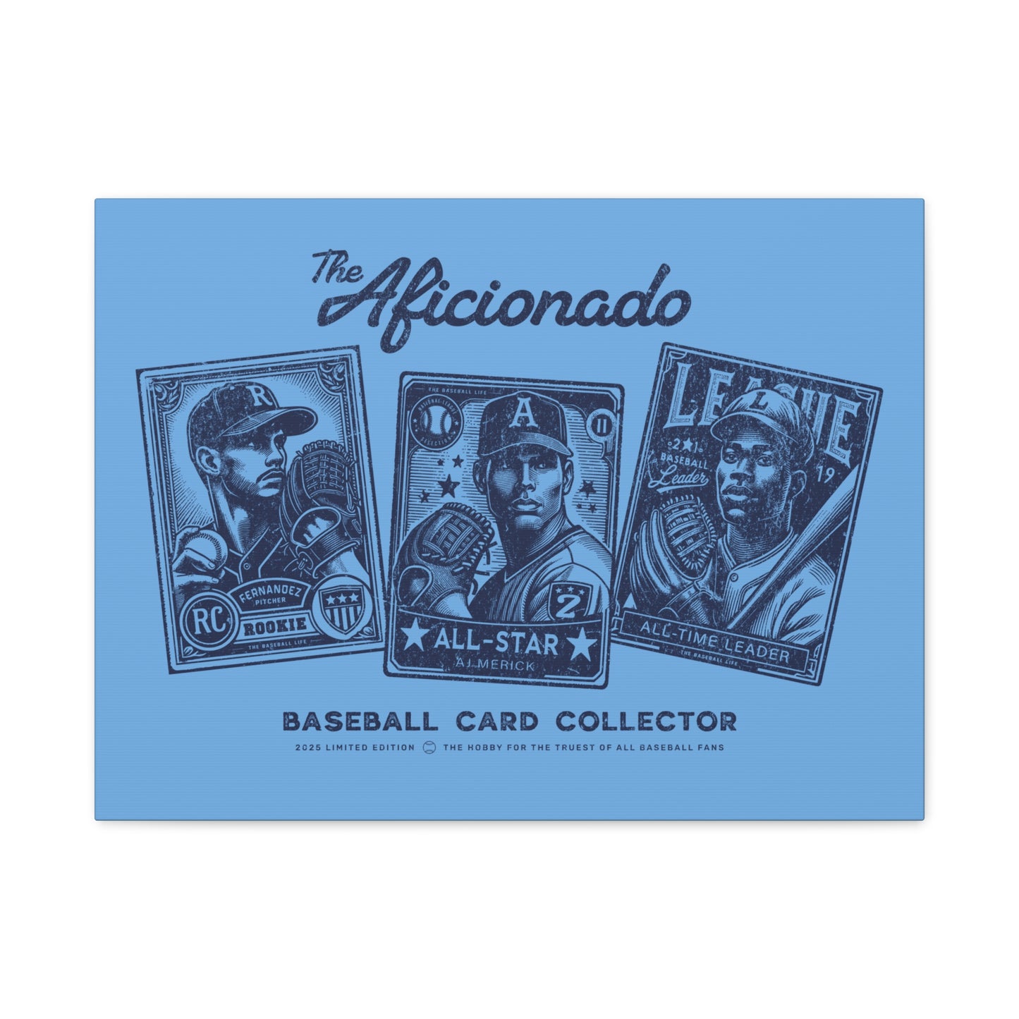 The Aficionado Baseball Card Collector Wall Art Canvas_Carolina Blue