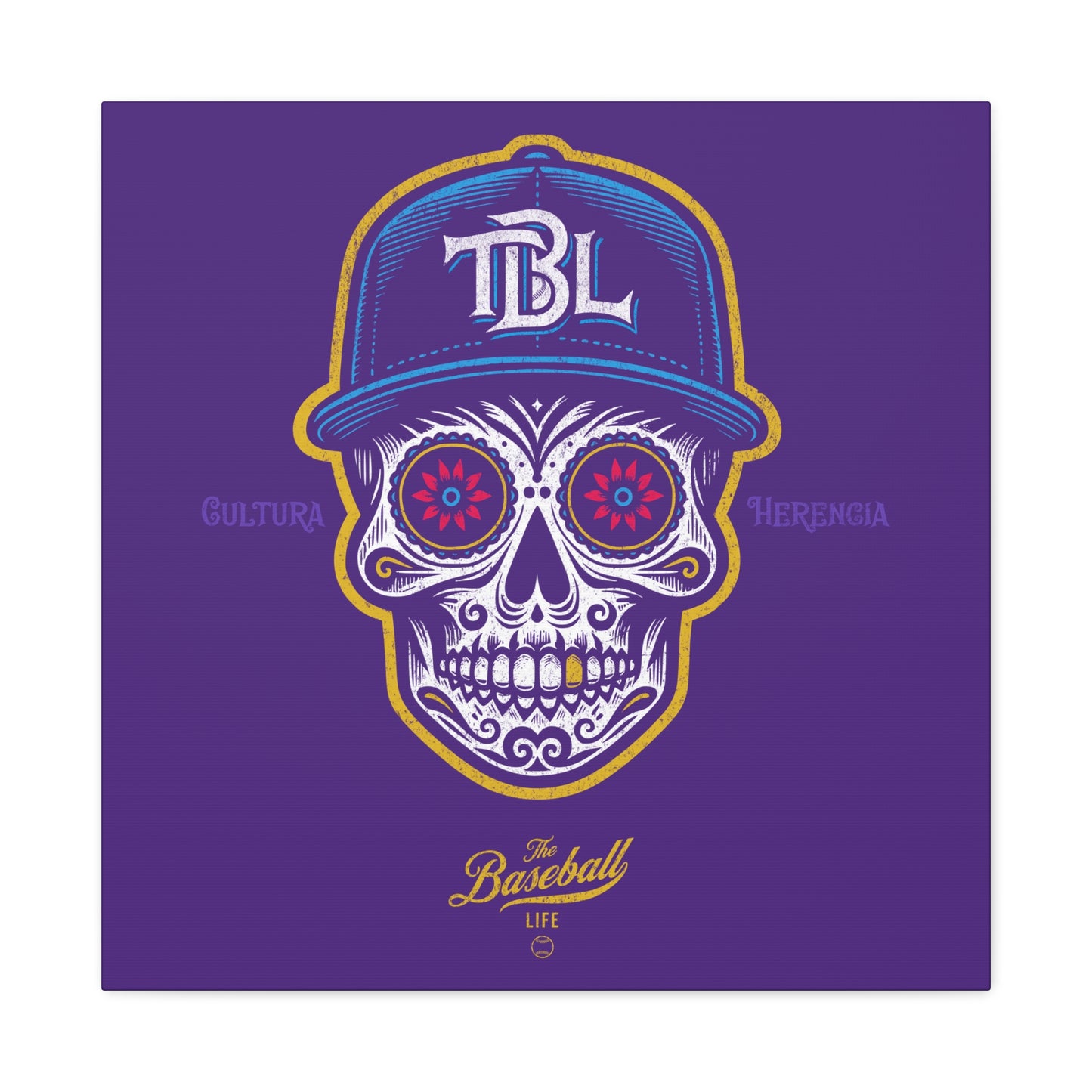 Beisbol Sugar Skull Series_Player 1 Wall Art Canvas_Purple