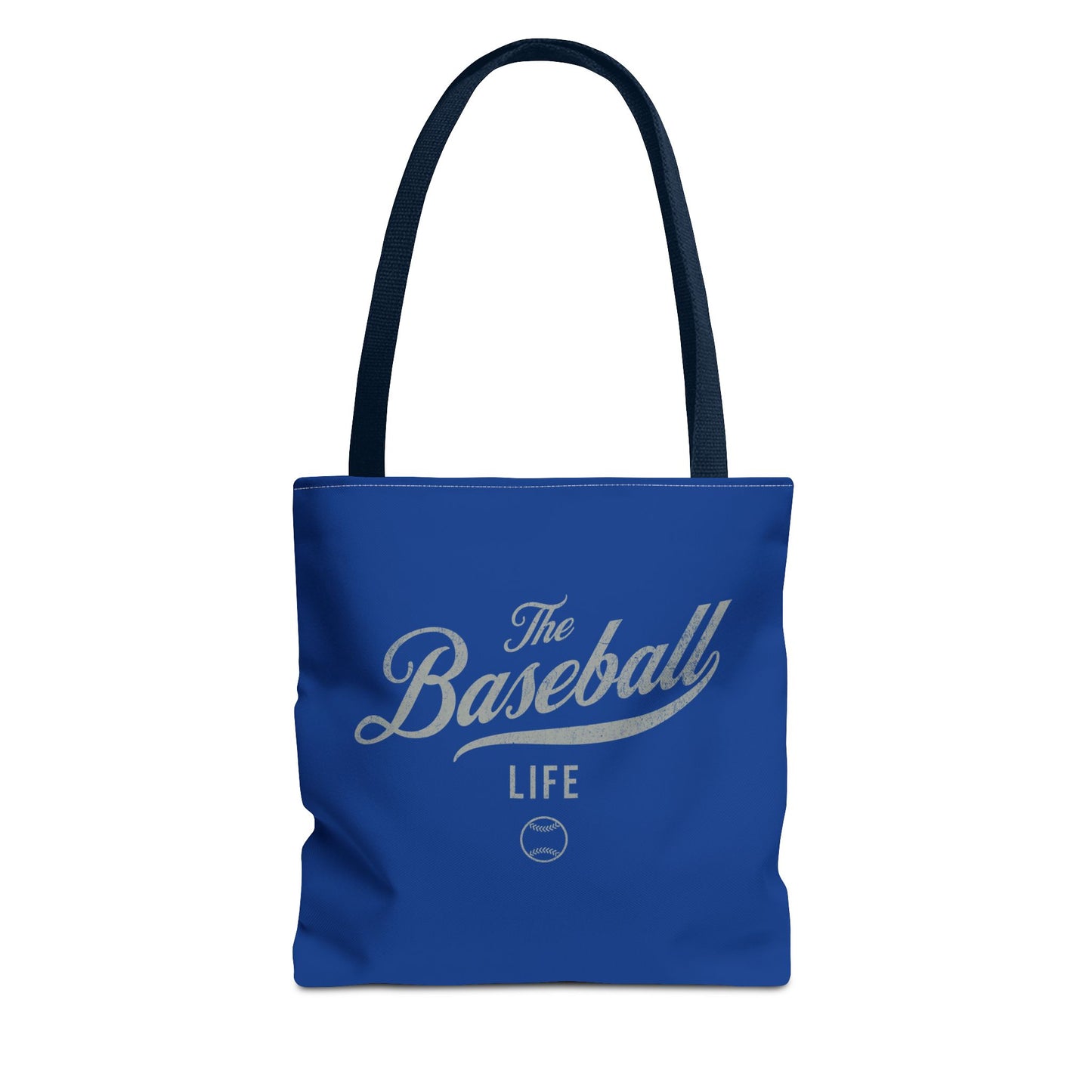 The Baseball Life Tote Bag_Royal Blue w Silver Gray Print