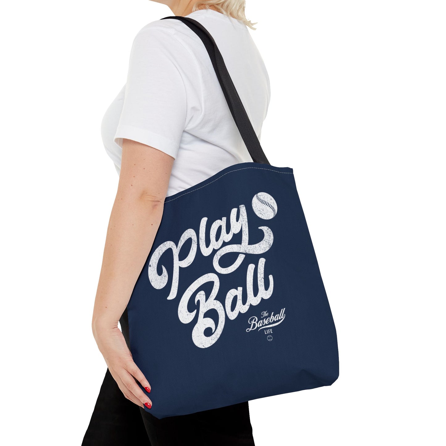Play Ball Script Tote Bag_Navy