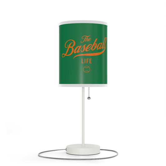 Table Lamp_Green w Orange Print