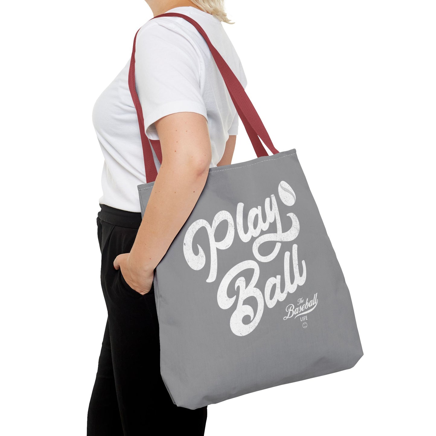 Play Ball Script Tote Bag_Medium Gray