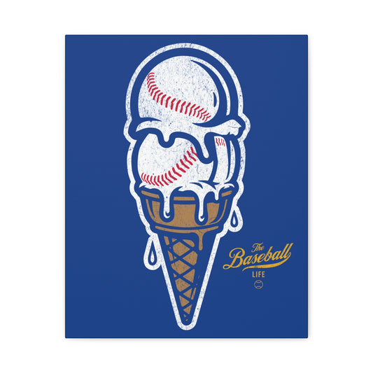 Baseball Ice Cream Cone Wall Art Canvas_Royal Blue