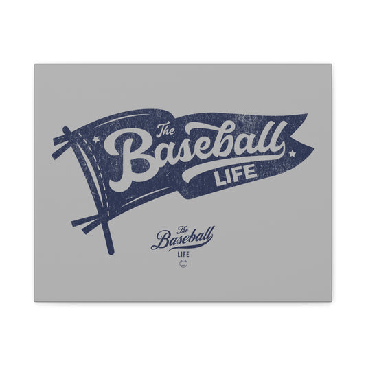 Classic Pennant Wall Art Canvas_Navy Print on Gray