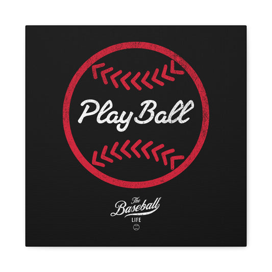 Play Ball Graphic Baseball Wall Art Canvas_Black