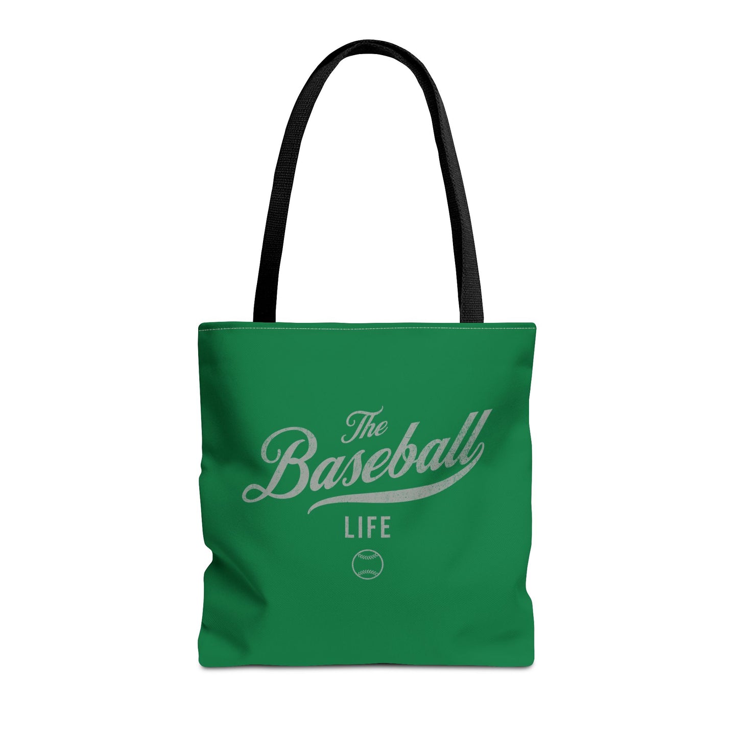 The Baseball Life Tote Bag_Green w Silver Gray Print