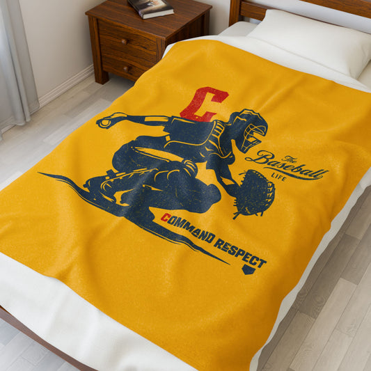 Velveteen Plush Blanket_Catcher_Command Respect_Yellow Gold