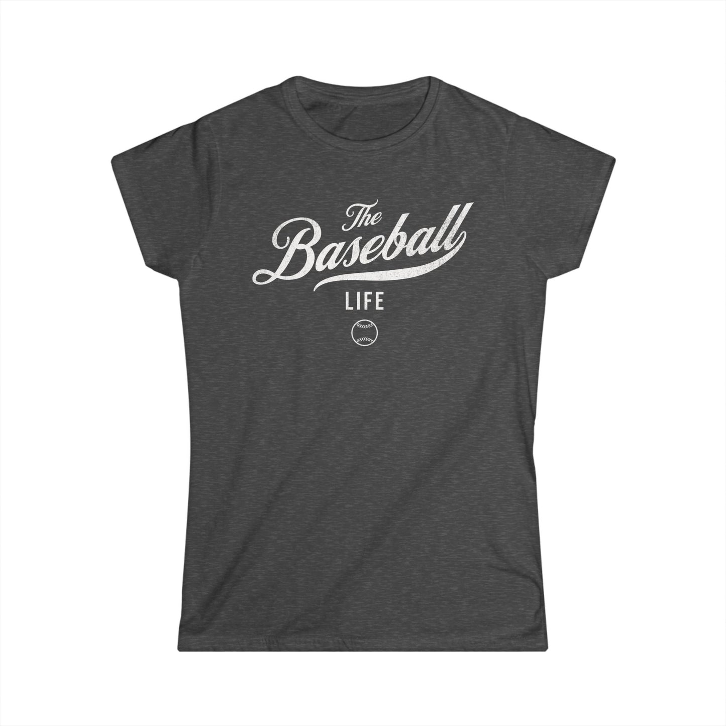 The Baseball Life Classic Script Tee_Women's_White Print